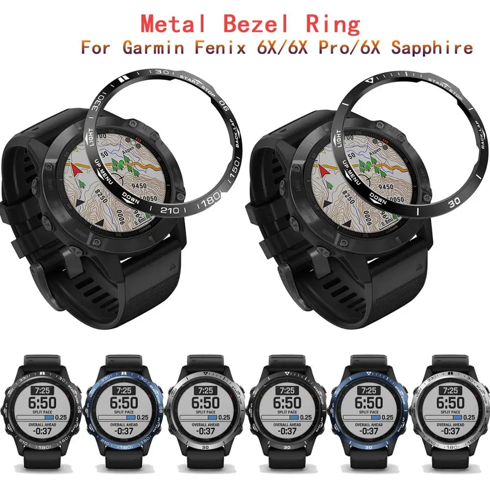 

For Garmin fenix 6X/6X Pro/6X Sapphire Case Classic sport style Bezel Ring Styling Case Adhesive Cover Protection fashion Bezels