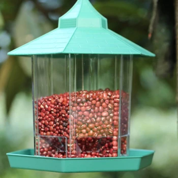 

New Plastic Bird Feeder Hexagonal Suspension Bird Feeder Waterproof Outdoor Bird Feeder Bracket For Natural Garden Decoration