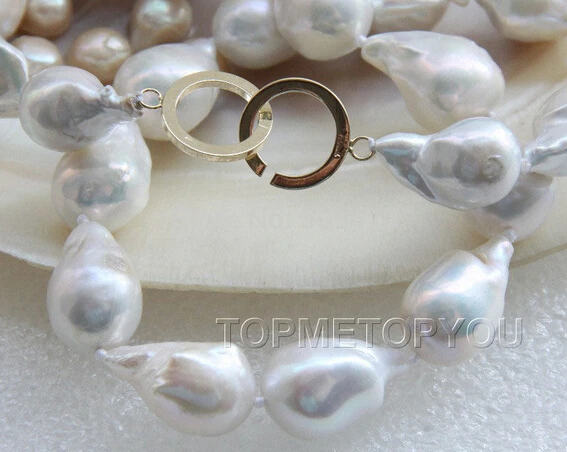 1003+Amazing 18" Natural 22mm Baroque white Reborn Keshi pearls necklace