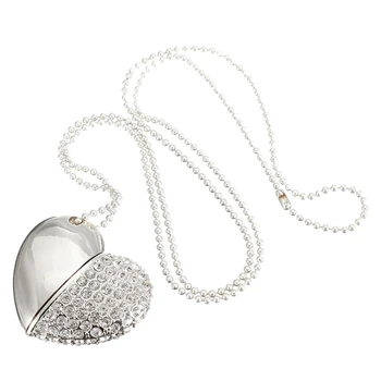 

Jewelry Crystal Heart with Pendant Chain USB Flash Drive 2.0 Necklace Memory Stick Gifts