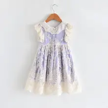 Новые детские кружевные платья с вышивкой и пышными рукавами милая розовая одежда принцессы для девочек 5 шт./партия