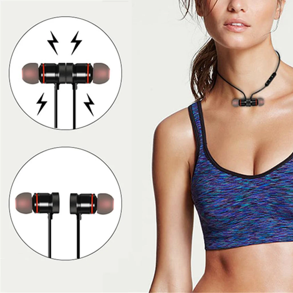 Bluetooth 4.1 Headphones Wireless Sport Neckband Music Earphones Headsets HiFi Stereo Earbuds With Mic for Workout Running Gym