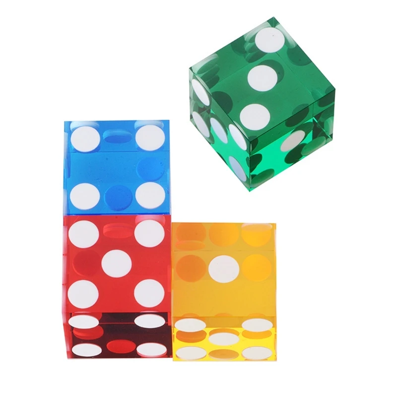 5pcs High-grade Acrylic Transparent Dice D6 19mm Casino Dice with Razor Edges