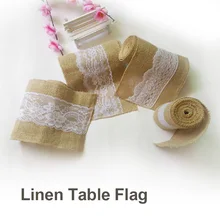 Bandera de mesa de lino Natural Retro europeo, decoración de encaje, vacaciones, boda, fiesta, Decoración de mesa de estilo Rural, decoración del hogar