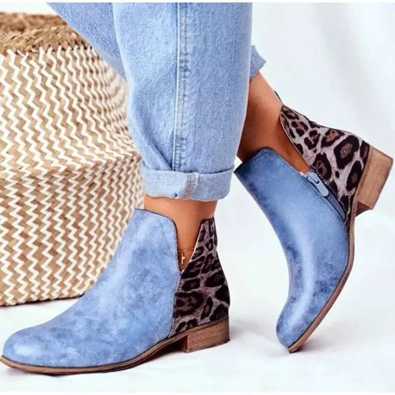 

Women Ankle Boots Women's 2020 Autumn Boots Woman Splicing Thick Heels Ladies V-Open Shoes Female Footwear Plus Size 43