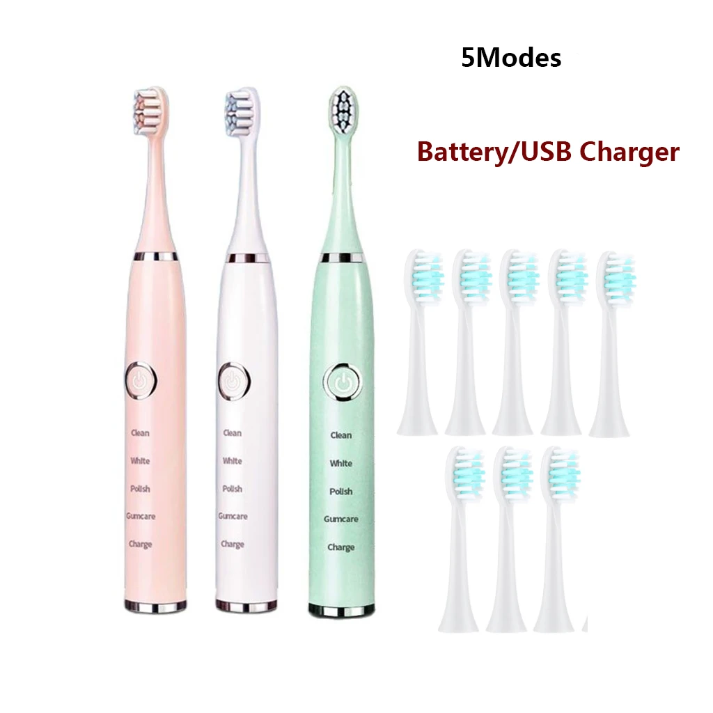 

5 Modes Sonic Electric Toothbrush Tooth Brushes Teeth Whitening Rechargeable IPX6 Waterproof USB/Battery Oral Cleaning Tools