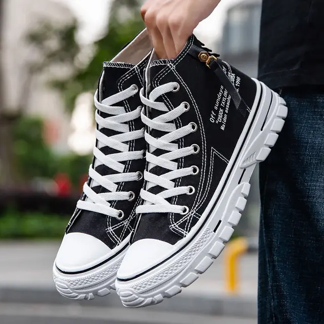New Men's Canvas Shoes Male High Top 