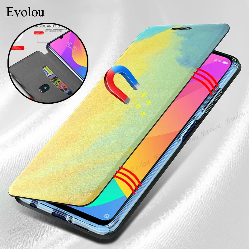 Кожаный чехол-книжка с акварельным рисунком для Xiaomi Mi A3 A2 Lite CC9e CC9 Pro Redmi note 8 7 6 5 |