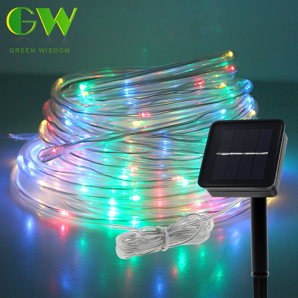 Outdoor LED Solar String Lights Waterproof Hose Colorful Garland for Xmas Party Wedding New Year Christmas Tree Decorations 10M | Лампы и