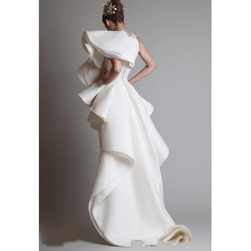 Вечерние платья с рюшами, на молнии сзади, на заказ, атласное платье для выпускного вечера, ярусный сатин, Дубай, арабские платья, вечерние платья, вечерняя одежда