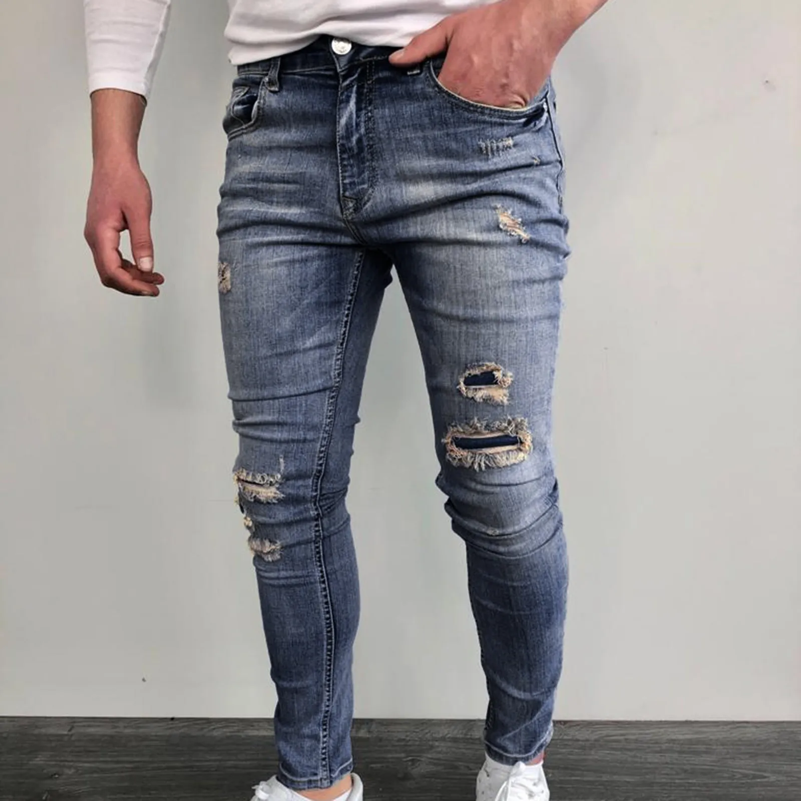 Men's Pant Casual Jeans Zipper Open Placket Water Milled Feet Woven Feet Trousers Comfy Daily High Quality Jeans Free Shipping 2
