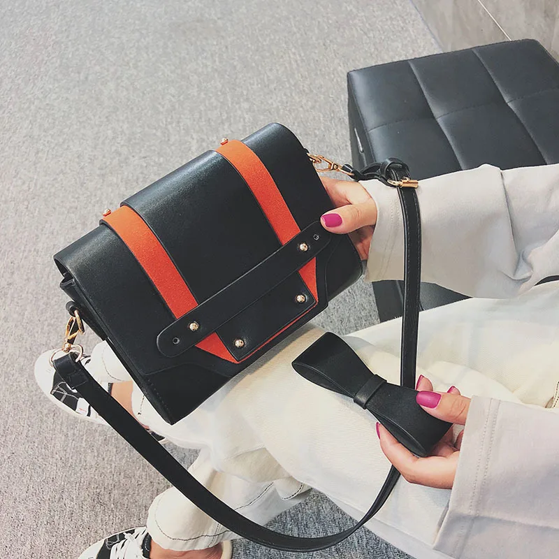 

Korean-style Stereo Stereotypes Contrast Color Square Sling Bag (Splittable Plastic) Dull Polish Shoulder Oblique WOMEN'S Bag
