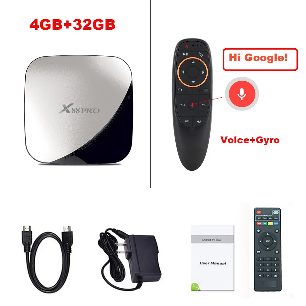 SZILBZ X88 PRO RK3318 4 Гб 64 ГБ Android tv Box 9,0 Dual Wifi HDR 4K Smart tv Box X88PRO медиаплеер телеприставка - Цвет: 4GB32GB with G10