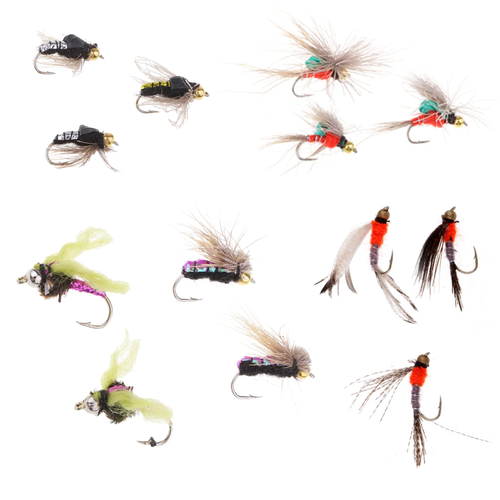 40pcs Dry Flies Fly Fishing Flies Kit Bass Salmon Trout Flies Floating Assortment with Fly Box for Freshwater and Saltwater