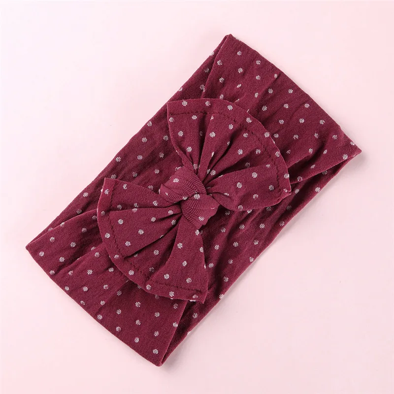 

1PCS Wide Dot Printed Headband with Pompom Round, Round Nylon Head wraps, Top Knot Nylon Turban Headband Hair Accessories