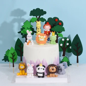 

Cakesmile jungle animals zoo cake topper cupcake party for baking birthday decoration cake decorating tools baking accessories