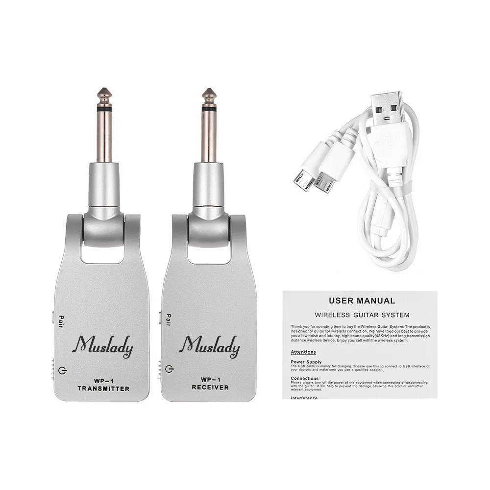 

Wireless Guitar Transmitter Receiver 2.4G Built-in Rechargeable Lithium Battery 30M Transmission Range for Electric Guitar