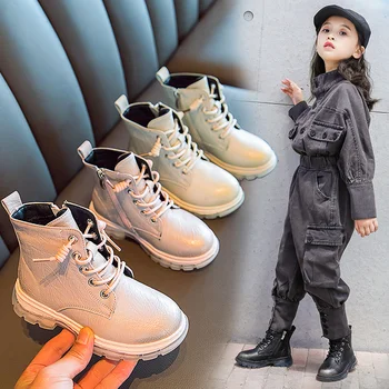 

kids girls boots 2019 winter warm snow fashion shoes black faux leather schoenen boys