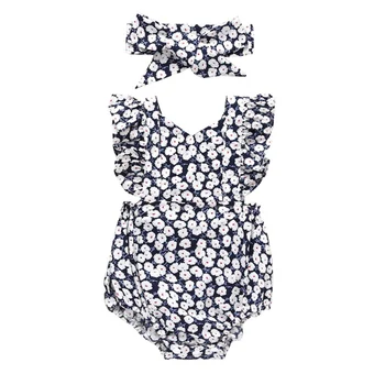 

2020 Summer Newborn Baby Girl Clothes Piece Robe Little Flying Sleeve Cute Baby Floral Robe Jumpsuit Outfit Infant Clothing
