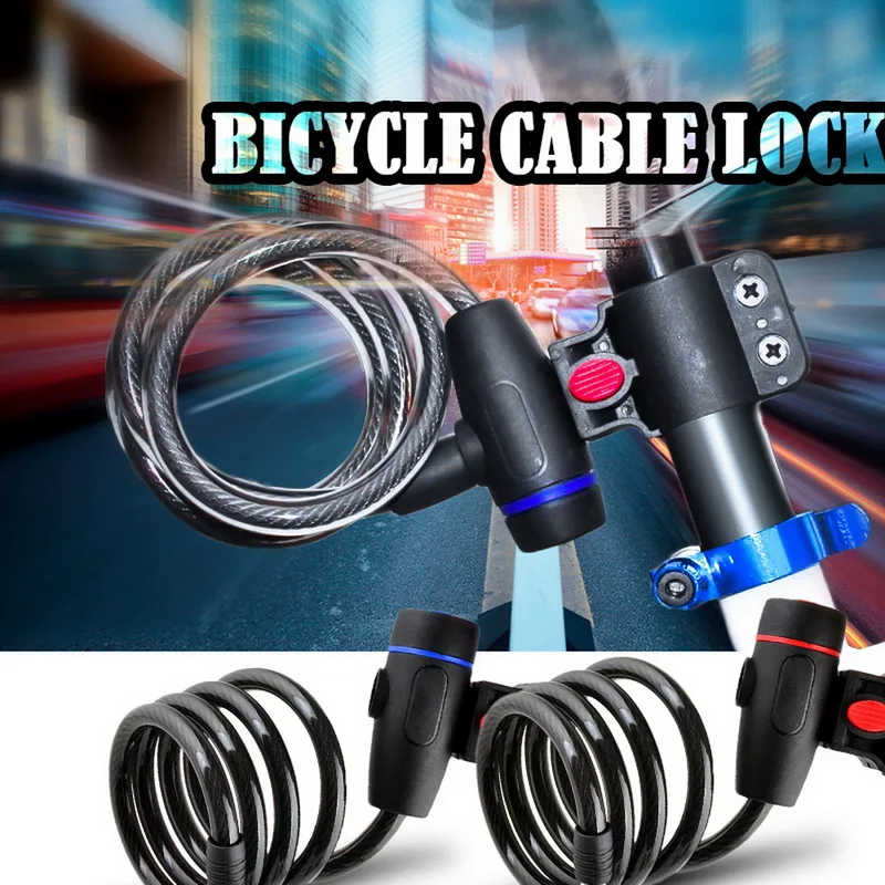 

Bicycle Lock Secure Keys Bike Cable Lock with Mounting Bracket Universal Anti-Theft Bike Bicycle Lock Stainless Cable Coil new