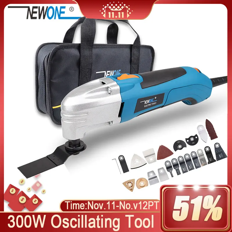 NEWONE 120V/220V 300W Electric Multi-function Oscillating Tool Kit Renovator Multi-Tool Tool Electric Trimmer Saw Accessories afbeelding