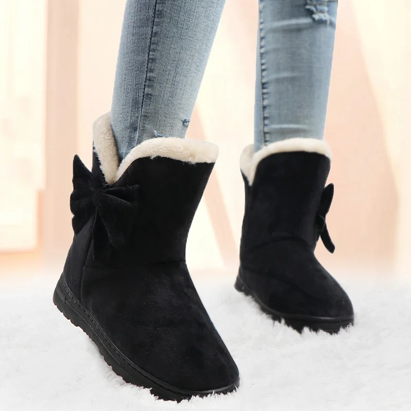 Ankle Boots Women Winter Warm Snow Boots Female Bowtie Platform Boots
Ladies Slip On Shoes Solid Butterfly Botas Feminina 2020