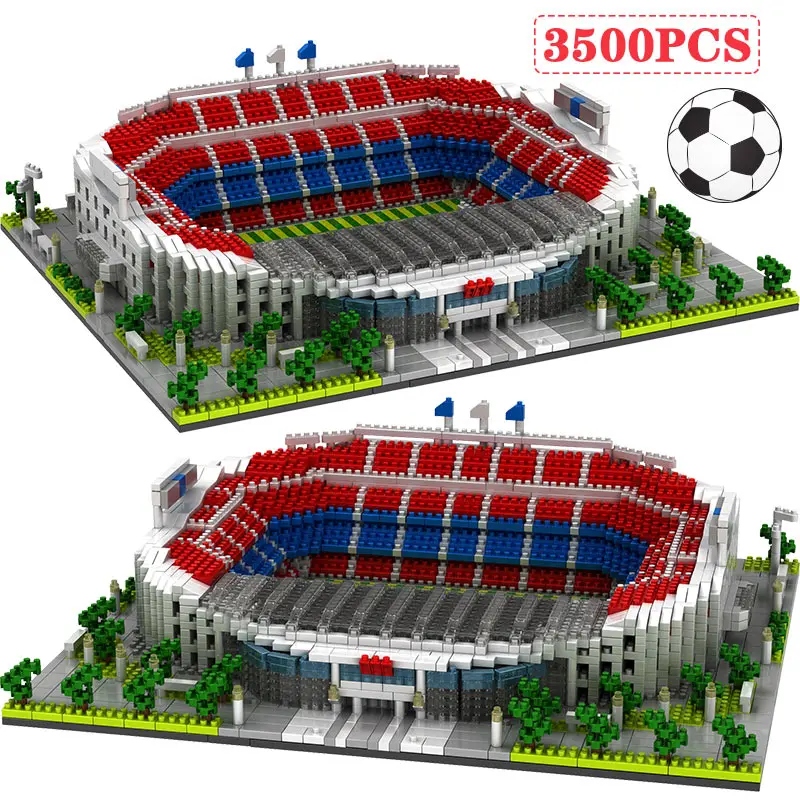 Online Mini Ziegel Bausteine Diamant Blöcke Berühmte Architektur Fußball Fußballplatz Fußball Camp Nou Signal Lduna Park Kid Spielzeug