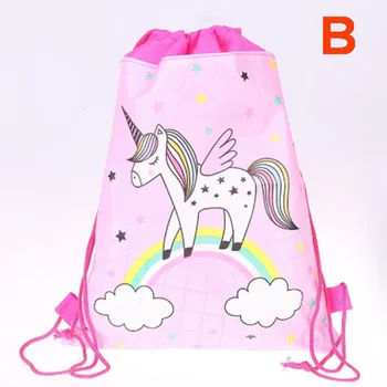 

Cartoon Drawstring Bag Unicorn Waterproof Backpack Child Birthday Party Storage Bag Christmas Gift Bag many color