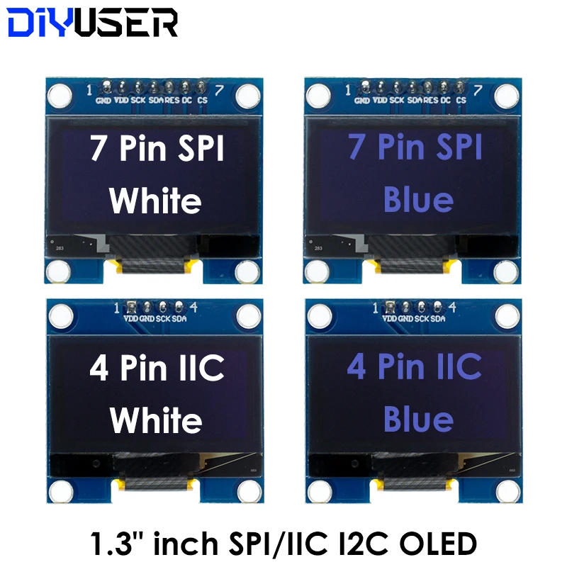 1.3 inch OLED module white/blue SPI/IIC I2C Communicate color 128X64 1.3 inch OLED LCD LED Display Module 1.3
