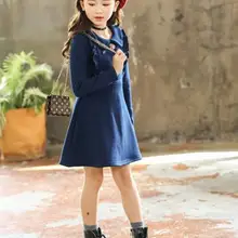 Новое модное зимнее платье в консервативном стиле для девочек, бархатное и плотное платье