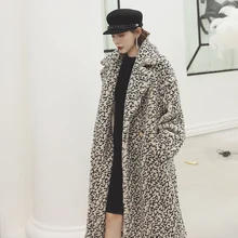 YIGELILA, зимние Новые поступления, леопардовые пальто, отложной воротник, двубортные пальто с длинными рукавами, модные плотные теплые пальто 9931
