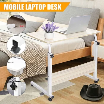 

Computer Table Adjustable Portable Laptop Desk Removable Laptop Bed Bedside Table Can be Lifted Wheeled Standing Desk 60*40CM