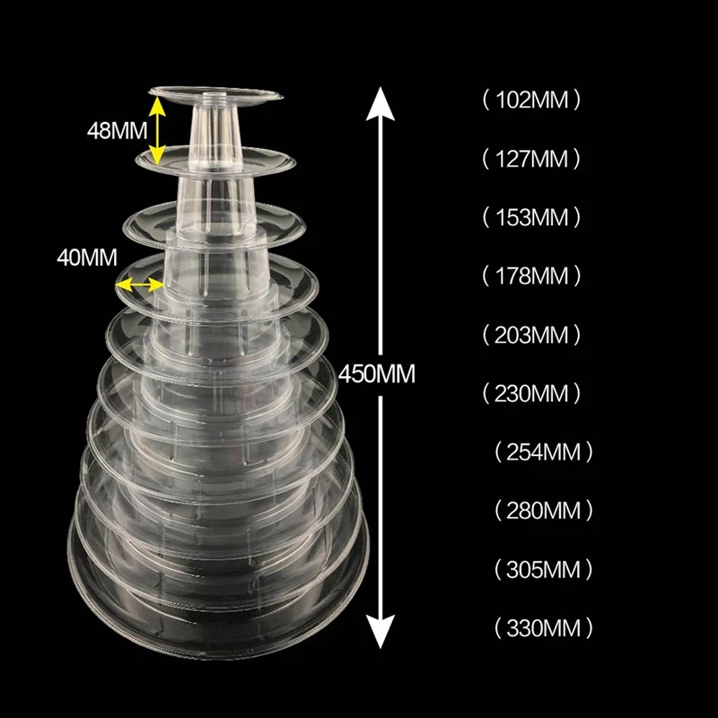  10 Tier Tower Macaron Macaron Display Stand Round Cake Stand PVC Tray Birthday Wedding Display Rack