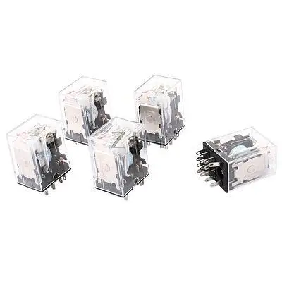 

HH54PL AC 110/120V Coil 14 Pins 4PDT Red LED Indicator Light Power Relay 5 Pcs