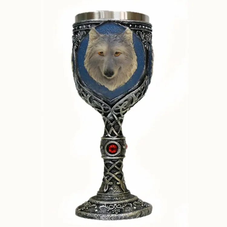 Кружка для напитков с двойной стенкой из смолы нержавеющая сталь Волчья король 150