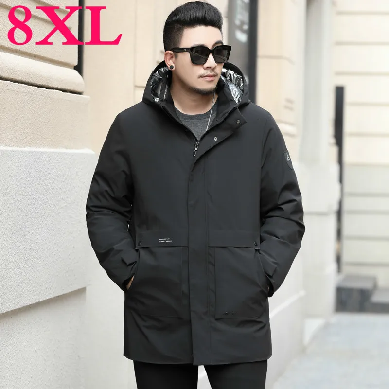 Большие размеры 10XL 8XL 6XL 5XL 4XL Черная куртка Мужская парка зимняя Длинная с