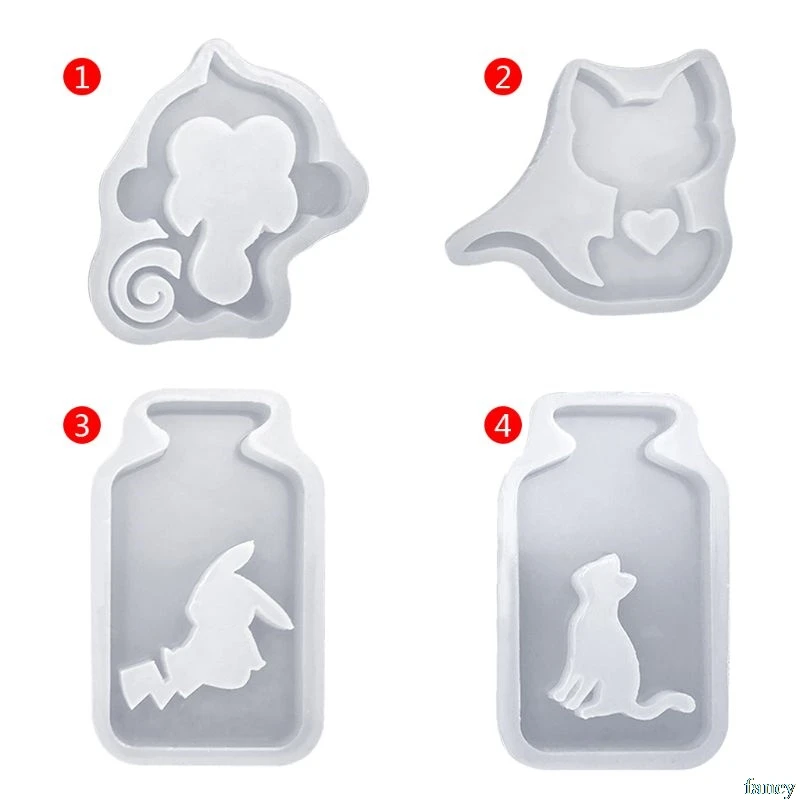 Силиконовая форма DIY ремесла Искусство обезьяна полые животные кошка котенок эпоксидная смола белка украшение с бутылочкой кулон