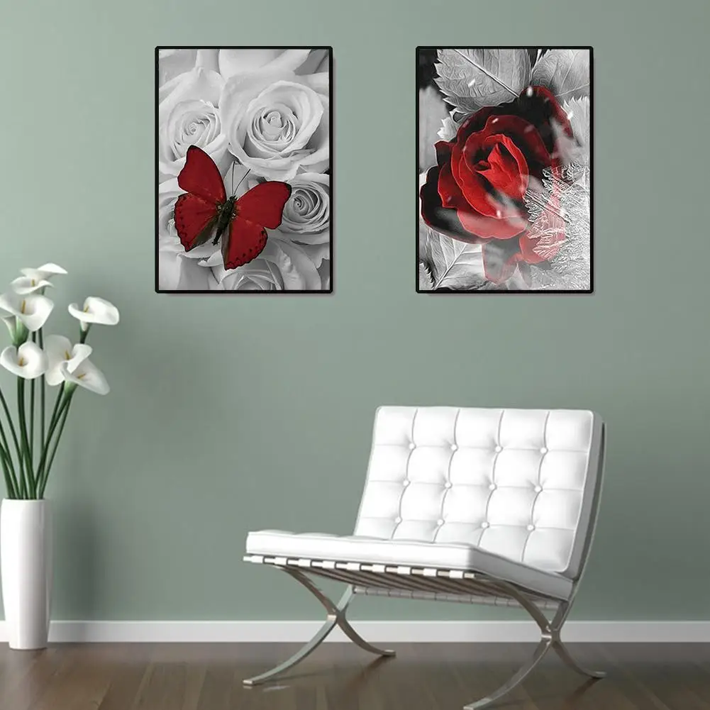 30*40 No Frame Diamond Painting Red Rose Pattern Full Round Cross Stitch DIY Games Wall Decor | Дом и сад