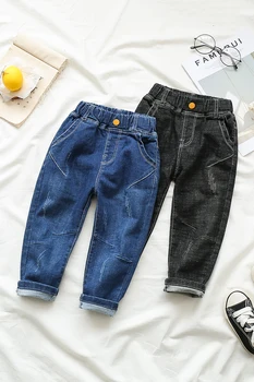 

2 3 4 5 6 Years Boys Jeans Autumn Winter Thicken Denim Pants for Boy Elastic Waist Casual Harem Pants Children Trousers 2020 New
