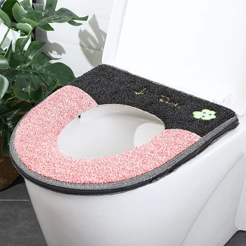 

New Hot Zipper Toilet Seat Cover Bathroom Warmer Soft Luminous Washable Pads Washable Toilet Seat Cover Mat WC