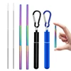 Telescopic Metal Drinking Straw Collapsible Reusable Straw Portable Stainless Steel Straw with Case and Brush for Travel Outdoor ► Photo 1/6