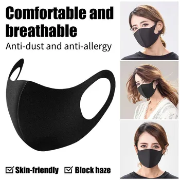 

1PCS ice silk Black Cloth Mask For Face Adult Breathable Waterproof Cotton Face mask Masque Washable Reusable mascarillas #K