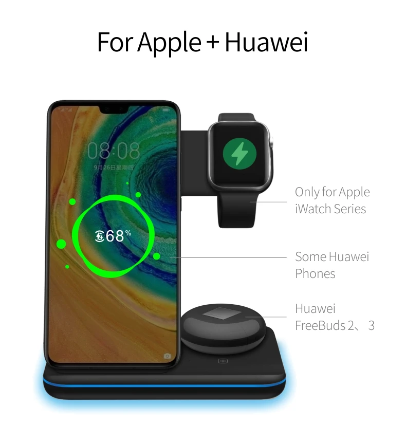 3 in 1 Wireless Charging Stand For Apple Watch 6 For iPhone 12 Pro 13 11 X XR Airpods Pro 15W Qi Fast Wireless Chargers Station quick charge 2.0