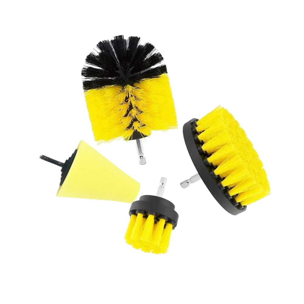 Щетка-скруббер для полировки автомобиля, 4 шт., набор для чистки колес автомобиля, инструменты для мытья ванной комнаты - Цвет: Цвет: желтый