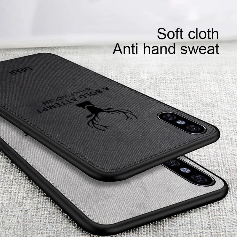 

Cloth Texture Embossed Deer Case for iPhone X XS MAX 8 Case Luxury Cover Soft TPU Edge Shell For iPhone 11 Pro Max SE 2020 Coque