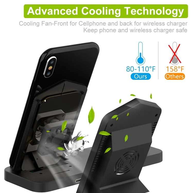 Desk Qi fast charge Wireless Charger Charging Stand Dock Station for iPhone watch Series 3 in 1Fast  Wireless Charger