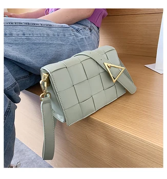 

Solid color Weave Square Crossbody bag 2020 New High quality PU Leather Women's Designer Handbag Travel Shoulder Messenger Bag