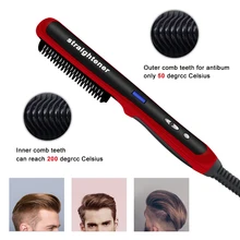 

Men Beard Straightener Hair Beard Care Ceramic Curler Hot Comb Hair Straightening Brush Electric Straightening For Men Home Use