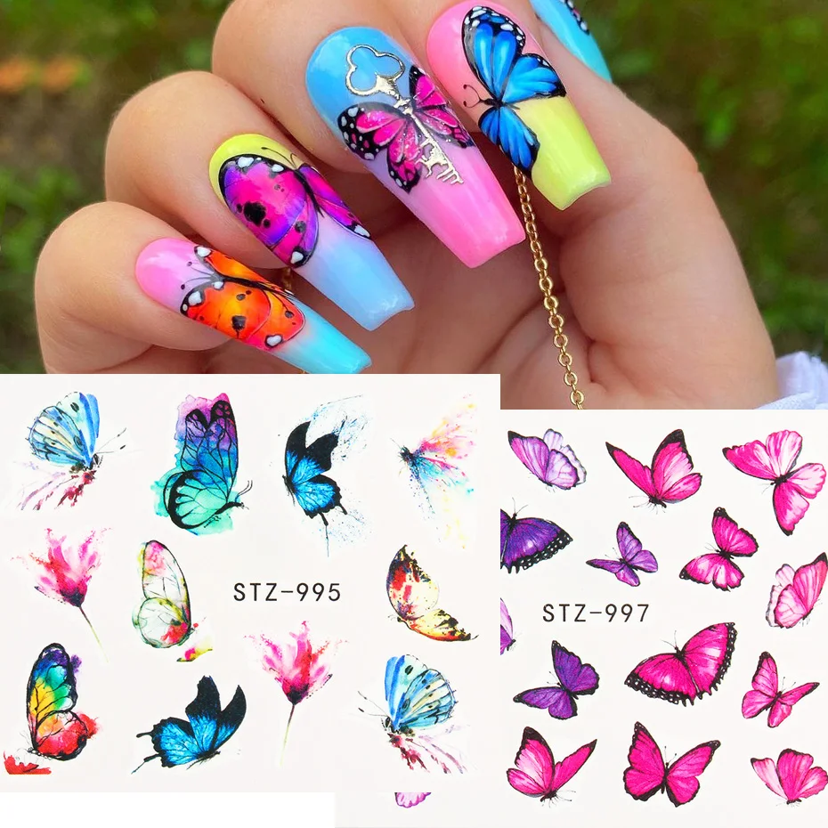 Ha235cad7a64945268a8480307fa62d2am Beauty-Health 4pcs/Set Nail Butterfly Stickers