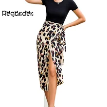 Новая женская облегающая шифоновая офисная макси юбка женская сексуальная модная высокая талия леопардовая юбка с принтом формальная длинная юбка vestidos# p3